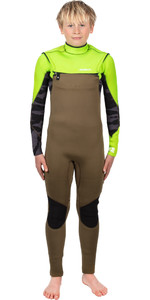2023 Gul Junior Response 5/4mm Chest Zip Muta Re1251-c1 - Verde / Zolfo